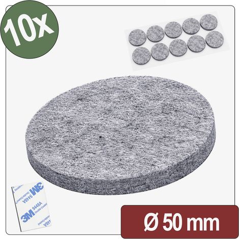 Quadrios 26SA107 Filzgleiter selbstklebend, rund Grau (Ø x H) 50 mm x 4 mm 10 St.