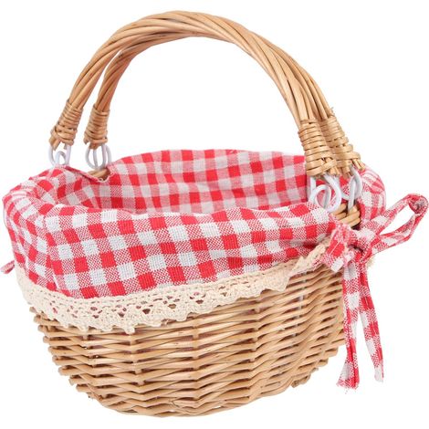 Panier Tressé à Main avec Doublure Amovible Panier Bonbons Accessoire de Pique- Naturel Léger pour Rangement et Courses (1/5)