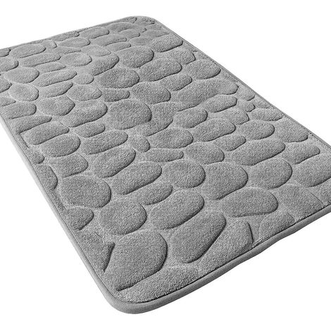 Tapis de bain gris en mousse à mémoire de forme - 40 x 60 cm - Antidérapant, absorbant, lavable en machine (1/5)