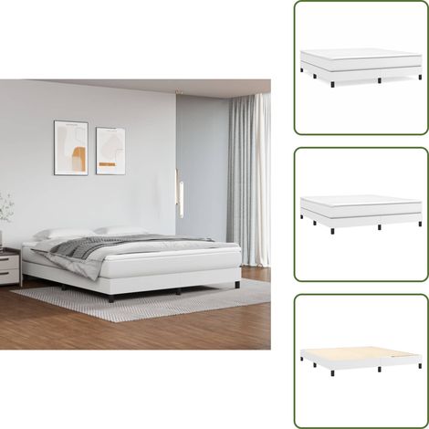 Cadre de lit sans matelas blanc 160x200 cm similicuir - Cadre De Lit - Lit Double - Lit Blanc - Similicuir - Meuble Chambre (1/5)
