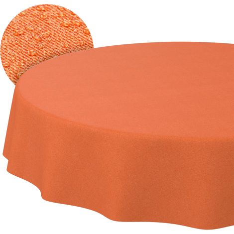 Nappe enduite Orange Aspect Lin Ronde Ø 120 cm intérieur/extérieur (1/5)