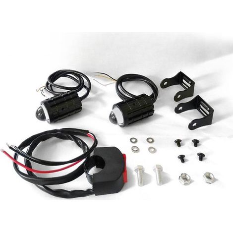 Dos faros delanteros para motocicleta con interruptores + mini foco LED bicolor externo. Apto para vehículos eléctricos (luz blanca). (1/5)