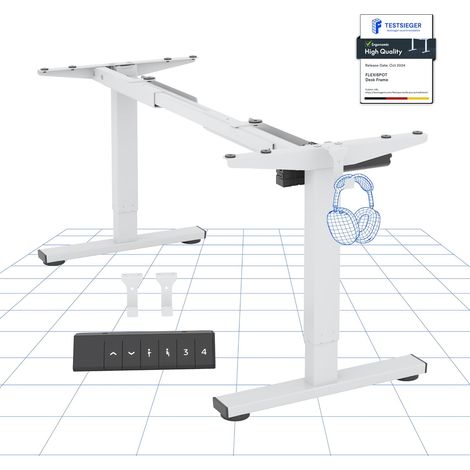 FlexiSpot Cadre de Bureau Réglable Électrique Anti-Collision Blanc (1/5)