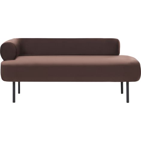 Chaise longue tapizado de terciopelo patas de metal izquierdo marrón oscuro Mirmande
