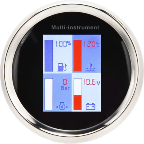 Jauge de température d'eau numérique 85mm, rétroéclairage LED, haute précision IP67 étanche, multifonction pour yachts, navires, bateaux rapides, cadran noir, façade blanche 910 00274 (1/5)
