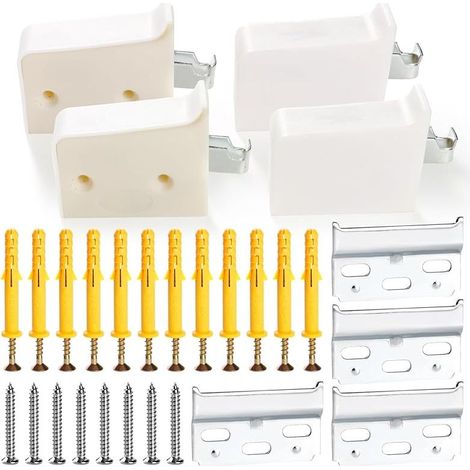 CYRILL – 4 Pièces Plaque de Suspension Murale pour Placard, Support d'armoire Suspendus pour Meubles, Fixation Murale de Meubles de Cuisine, Poids du Roulement 50kg, Blanc (1/5)