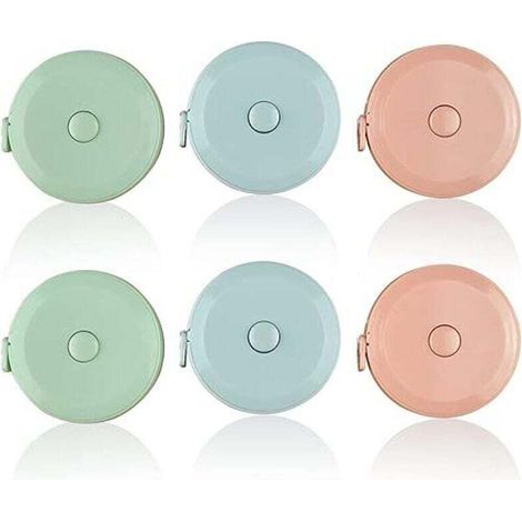 Mètre ruban 6 pièces, mètre ruban à coudre 1,5 m/60 pouces, mètre ruban rétractable pratique, mètre ruban souple pour mesurer la longueur, les coupes de couture, le buste/taille (1/4)