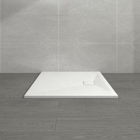 NRG 900 x 900mm White SMC Square Slate Effect Bathroom Shower Enclosure Tray (1/5)
