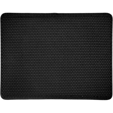BUNTHAUS Schwarze Katzentoilette für Katzentoilette, rutschfeste große doppellagige Waben-Anti-Spur-Matte für Katzen, waschbar und leicht zu reinigen (61 x 38,1 cm, schwarz) (1/3)