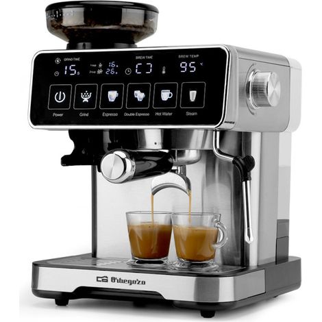 Machine à expresso Orbegozo avec broyeur intégré Pression 20 bars Capacité 2 L Un expresso intense à la maison Compacte (1/5)
