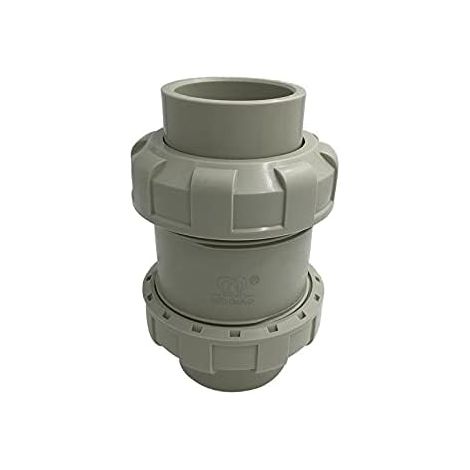 Clapet anti-retour unidirectionnel PPH (40 mm) - Soudure au solvant - utilisation chimique et traitement de l'eau - Gris - Double connexion sous tension (1/5)