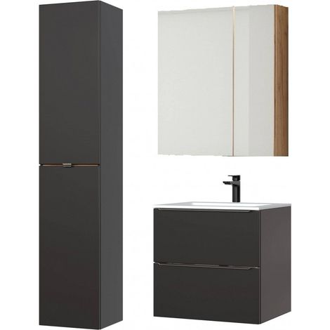 Ensemble meubles de salle de bain complet - Noir - 60 cm - Elise Black - Livraison gratuite (1/5)