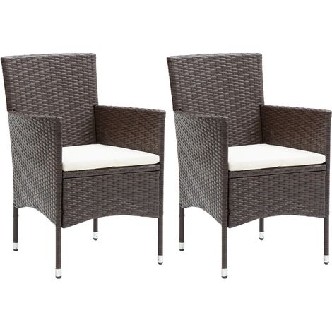 Sillas de comedor de jardín 2 pcs mimbre pe brown