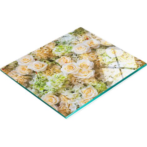Küchenservierbrett aus gehärtetem Glas mit Rosenmotiv, 60 x 52 cm (1/5)
