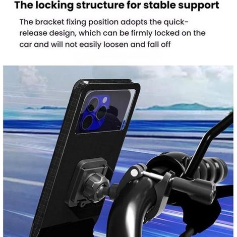 Support de téléphone - Étanche - Universel - Guidon Moto - Taille L - Rotation 360° (1/5)