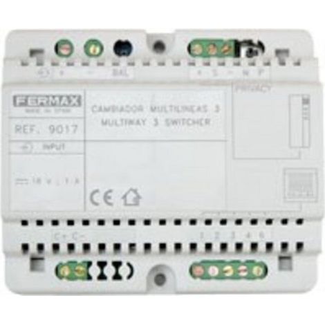 Cambiador multilíneas 3 polos, 16A, IP20, para instalaciones eléctricas seguras.