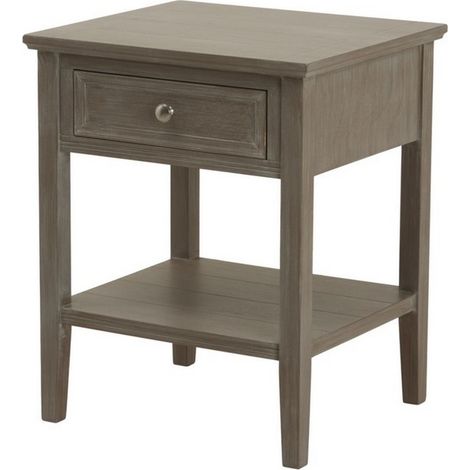 The Serene Collection One Drawer Side Table - Wood - L43 x W48 x H59 cm - Grey