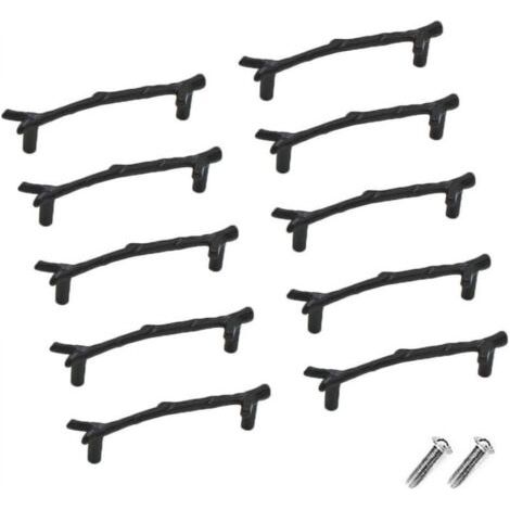 Lot de 10 boutons de tiroir vintage en alliage de zinc pour armoire, tiroir, maison de campagne, chalet(128mm,noir) (1/5)