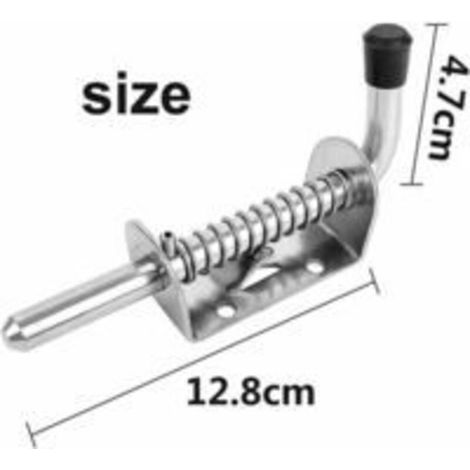 Serratura a molla in acciaio inox, bullone industriale resistente, per porta da garage/giardino, serratura a molla regolabile per veicoli, accessori fai da te zincati, 12,8 x 4,7 cm, 2 pezzi (1/4)