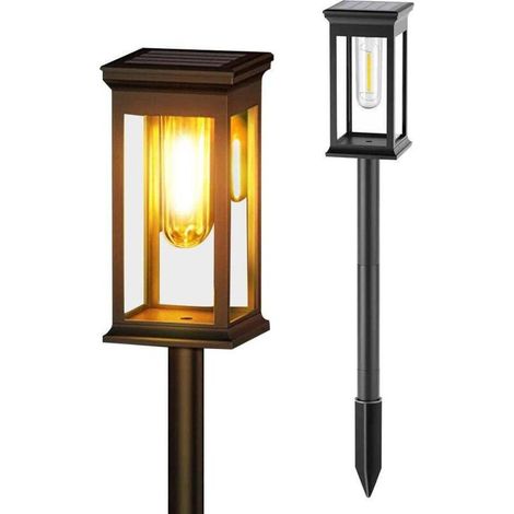 Lampe solaire rectangulaire pour jardin, allée, pelouse, terrasse ou chemin. (1/3)
