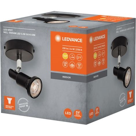 Spot Led Gu10 3 W Caldo Nero - Ledvance