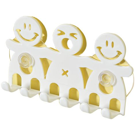 Wandmontierter Zahnbürstenhalter mit Saugnapf und Smiley-Emoji-Design, Einheitsgröße (1/5)