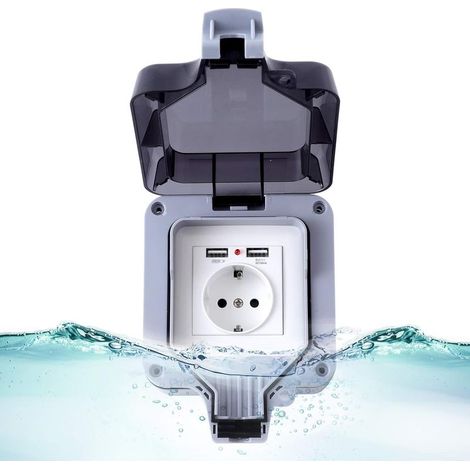 IP66-wasserdichte Steckdose, wasserdichte Außenwandsteckdose, staubdichte Wandsteckdosenbox für den Innen- und Außenbereich (1/5)