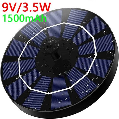 Fontaine solaire flottante (9 V 3,5 W 1500 mAh) 1,4/2,5/3,5/4/6 W avec buse rotative, pompe solaire pour piscine, bassin et étang. (1/5)