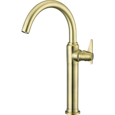 Miscelatore lavabo con bocca girevole alto 37 cm in ottone finitura ottone - Tevo