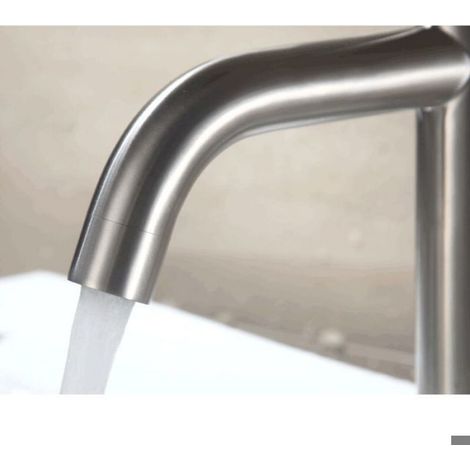 Robinet Mitigeur Lavabo - Acier Inoxydable Brossé Mat - Gris - Hauteur 213,5 mm - Trou Montage 32 à 35 mm - 1 Pièce (1/4)