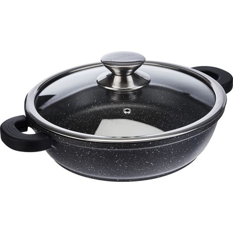 KAMBERG Tegami 24 cm, Ghisa di Alluminio, Rivestimento Antiaderente di Alta Performance Pietra, Coperchio in Vetro, Tutti Fornelli y induzione, Senza PFOA (1/5)