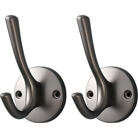 Wandhaken, 2er-Set, stabile Metallhaken (grau) (1/5)