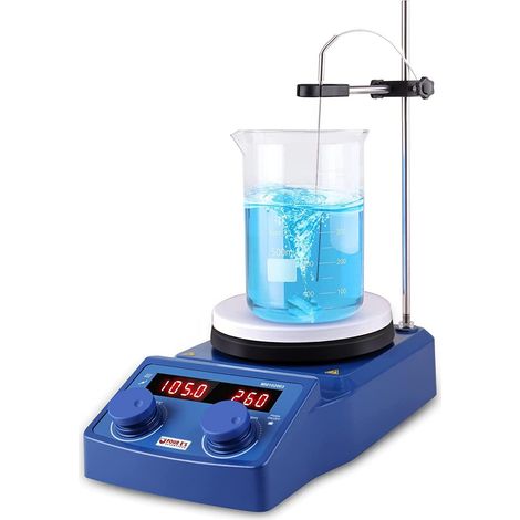 Agitateur magnétique 5 l avec plaque chauffante - Mélangeur magnétique - 280 °C - 100-1500 tr/min - 5000 ml - Écran LED - Avec support de capteur PT1000 (1/5)
