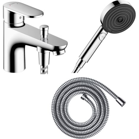 Conjunto de mezclador mecánico para bañera y ducha HANSGROHE Blend C2 + cabezal de ducha Pulsify Select 105 + manguera Metaflex cromada