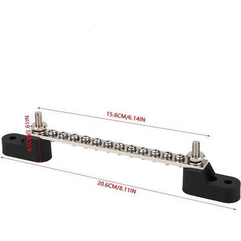 High Current Bus Terminal Junction Block, 12 Positions, 1248V, 100 Amps, Power Distribution for Trucks, Buses, Boats (1/5)