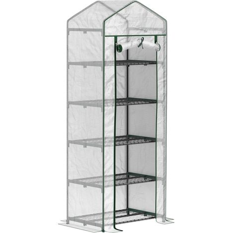 Mini Serre de Jardin Balcon 5 Niveaux avec Étagères Housse Transparente Serre à Tomates 69 x 49 x 193 cm (1/5)