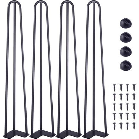 22" Hairpin Table Legs, 4 PC Hairpin Table Leg Set, Steel Hairpin Legs with 3 Sturdy Rods, Black Furniture Legs for Create Table (1/5)