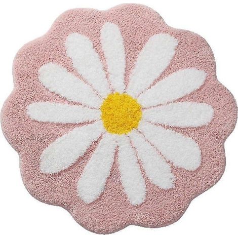 Tapis de bain rose à fleurs 40x40cm - Absorbant - Antidérapant - Lavable en machine - Pour chambre, cuisine, salle de bain, toilettes (1/5)