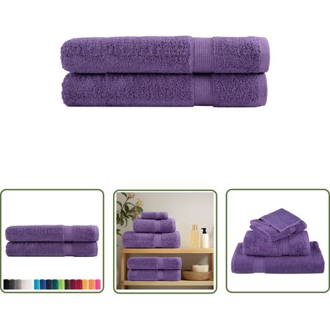 The Living Store Premium-Saunatücher SOLUND 2 Stk. Lila 80x200 cm 600 g/m² - Saunatuch - Handtuch - Badeset - Wellness - Baumwolle (1/5)