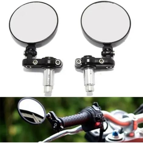 Zweiteiliger Motorrad-Rückspiegel, schwarz, runder, klappbarer Lenkerendspiegel, Seitenspiegel für Lenker mit 22 mm Außendurchmesser (1/5)