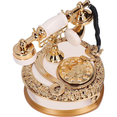 Coffret cadeau musical rétro en forme de cœur blanc, boîte à bijoux avec mélodie, téléphone ancien décoratif, idée cadeau de fête pour la maison (YL2031) (1/5)