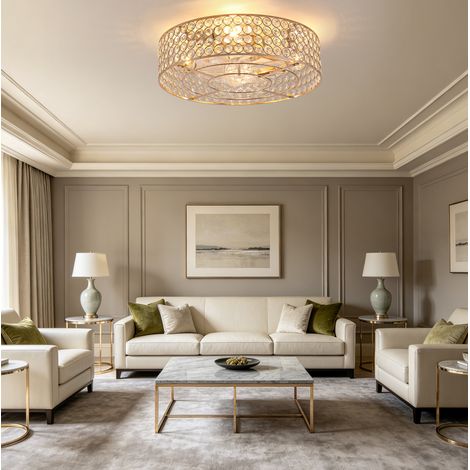 Ventilatore da soffitto con luce 50 cm, 6 velocità, reversibile, oro DESVIAE (1/5)