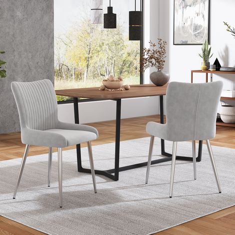 Set de 2 sillas de comedor de terciopelo gris, con respaldo lumbar y patas de metal, cómodas para salón o dormitorio, fácil montaje, estilo elegante CHICFURN (1/5)