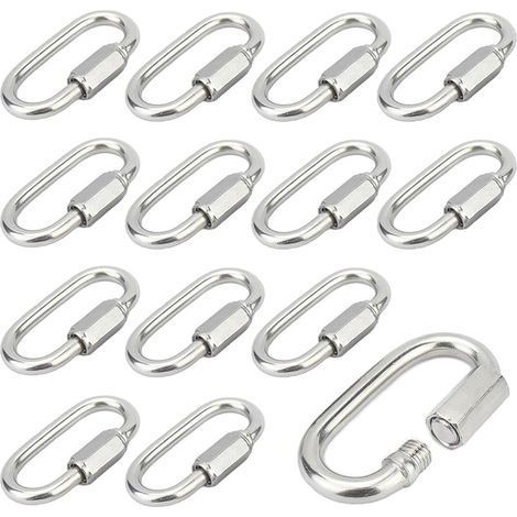 12 Pièces Mousqueton a Vis M5 Maillon Rapide en Acier Inoxydable 304 Mousqueton à Verrouillage avec Capuchon à Vis Mousqueton Fixe pour Connecter des Cordes Chaînes Gréement (1/5)