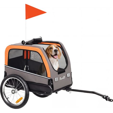 Hundeanhänger Faltbarer Fahrradanhänger mit Sicherheitsreflektoren für Kleine Mittelgroße Hunde bis 20 kg Orange