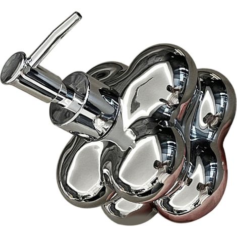 Flacon pompe en céramique Cloud Press, réutilisable, décoratif et rechargeable, en forme de nuage, pour salle de bain, finition argentée électrolytique. (1/5)