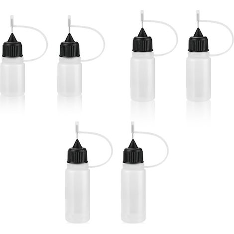 6 fons colle à pointe aiguille, compte-gouttes plastique, applicateur précision, bouteilles vides (1/5)