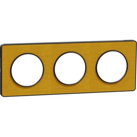 SCHNEIDER ELECTRIC - ODACE TOUCH - PLQ KVADRAT OCRE/ANTH 3 POSTES HORIZ. OU VERT. ENTRAXE 71MM - S540806KY (1/3)