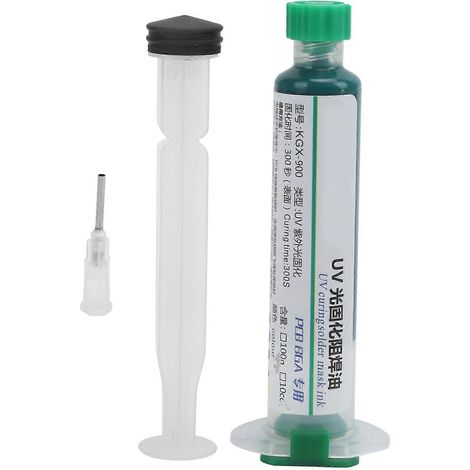 Encre de masque de soudure UV verte KGX 900, 10 ml, avec aiguille coulissante pour le soudage de circuits imprimés.