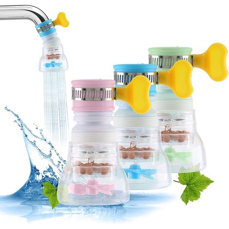Accessoire de cuisine 3 pièces - filtre de robinet avec charbon actif, résistant aux éclaboussures - interface universelle, adapté aux robinets et robinets de cuisine domestiques (1/5)
